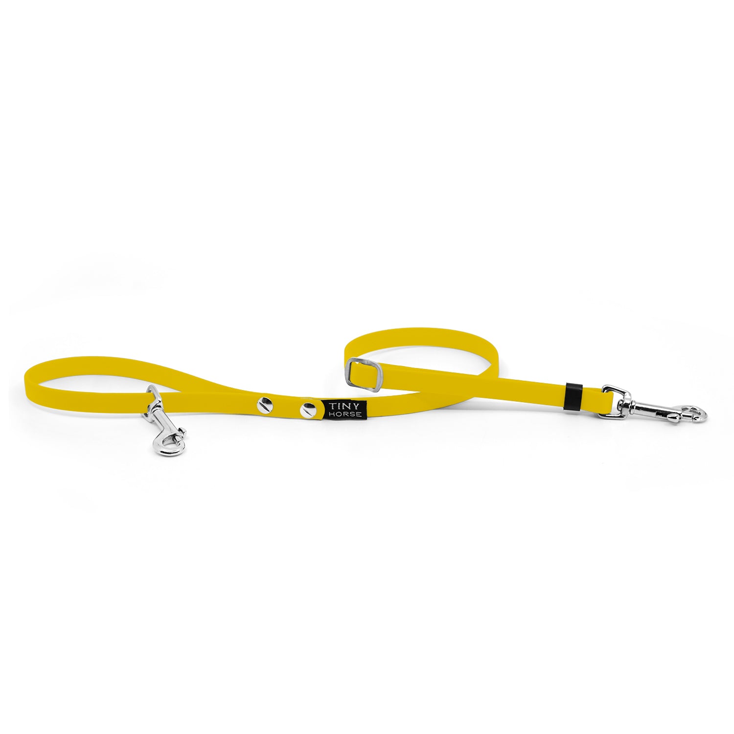 Yellow adjustable biothane leash for walking smaller dogs